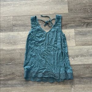 Maurices Teal Lace Hem Tank Top